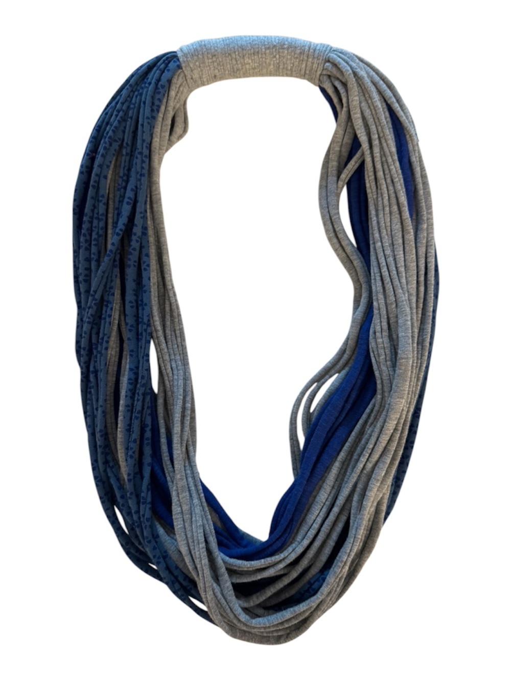 Multi-Strand Loop Scarf in Navy and Heather Gray